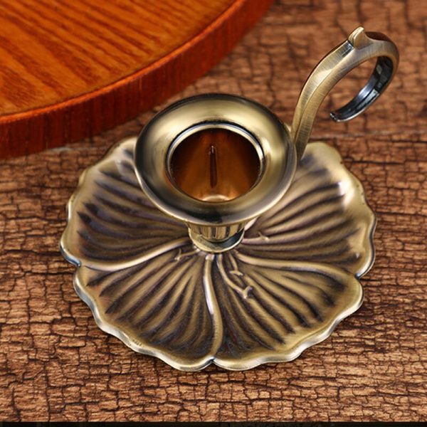 Bougeoir à main en fer forgé - design floral