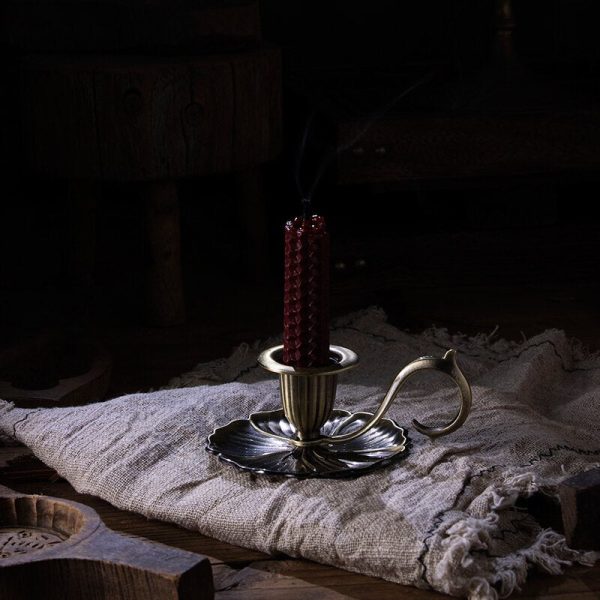 Bougeoir à main en fer - style floral raffiné