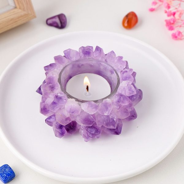 Porte bougie améthyste pour ambiance apaisante