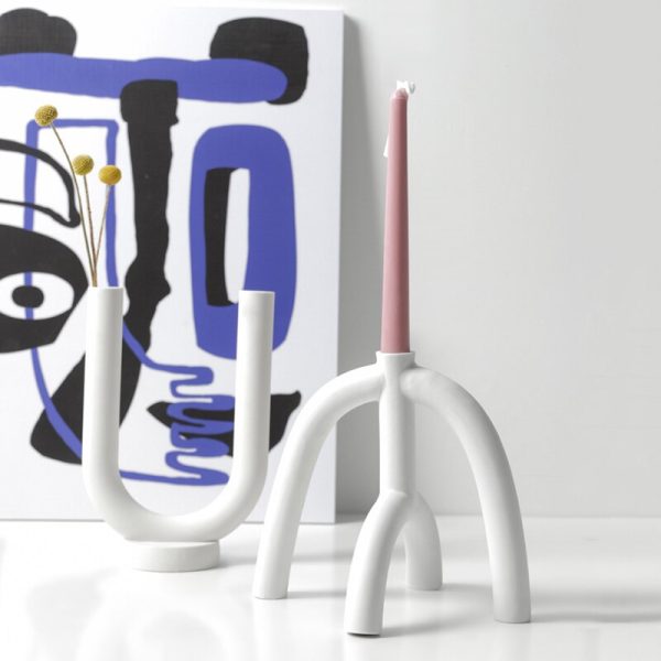 Bougeoir céramique arche élégant pour décoration intérieure