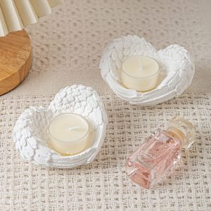 Porte bougie blanc inspiré par les ailes d'ange