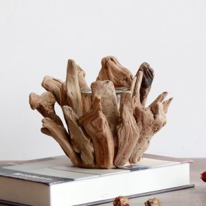 Élégant bougeoir en bois flotté pour décoration intérieure