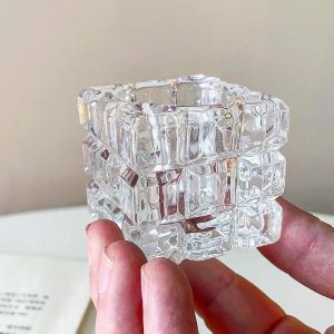 Accessoire décoratif : bougeoir en verre carré
