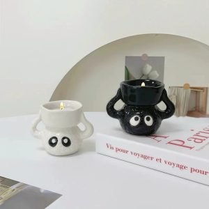 Bougeoir Cartoon en céramique, décoration moderne et amusante