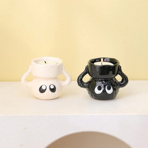 Bougeoir céramique, motif cartoon pour une touche joyeuse