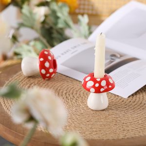 Bougeoir champignon en céramique décoratif