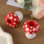 Bougeoir original en céramique, forme de champignon