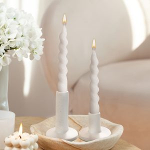 Bougeoirs minimalistes en céramique blanche