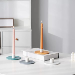 Bougeoir plat en céramique pour ambiance chaleureuse