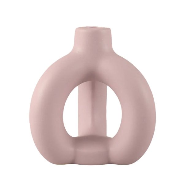 Bougeoir en céramique rose pour bougies