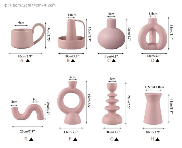 Bougeoir céramique rose pour table