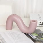 Bougeoir décoratif en céramique rose