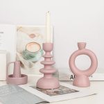 Accessoire déco : bougeoir céramique rose