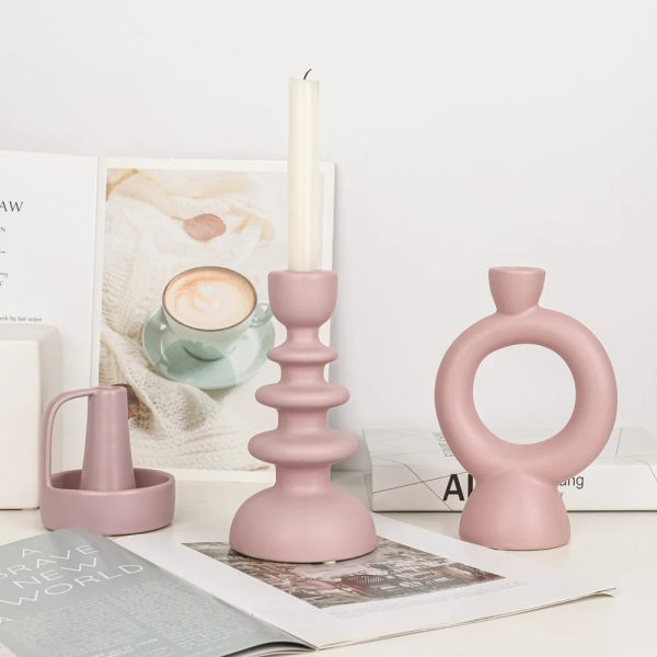 Accessoire déco : bougeoir céramique rose