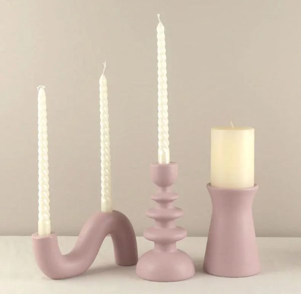 Bougeoir céramique rose pour intérieur