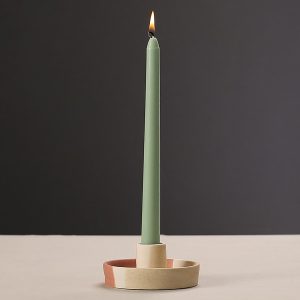 Bougeoir décoratif en céramique tricolore