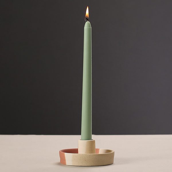 Bougeoir décoratif en céramique tricolore