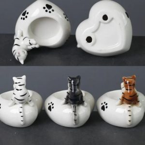 Bougeoir en céramique avec motif de chat