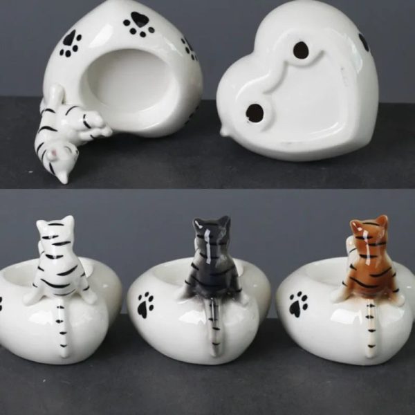 Bougeoir en céramique avec motif de chat