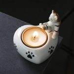 Bougeoir décoratif en céramique chat
