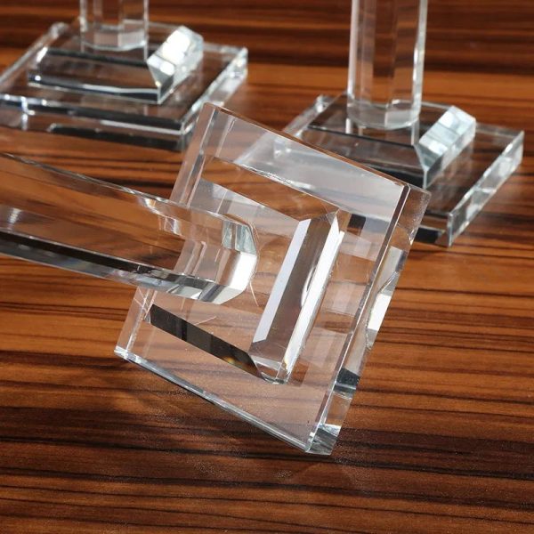 Bougeoir colonne en cristal, accessoire de table décoratif