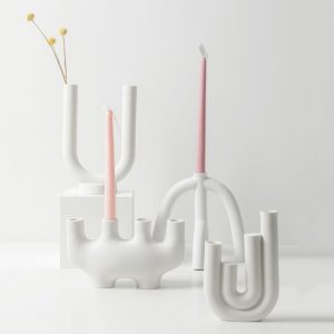 Bougeoir contemporain en céramique, design élégant