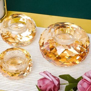 Bougeoir cristal design couleur ambrée