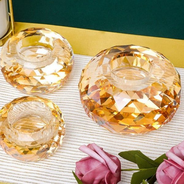 Bougeoir cristal design couleur ambrée