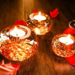 Accessoire déco bougeoir en cristal ambré