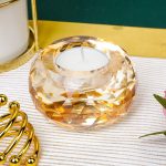 Bougeoir en cristal ambré, parfait pour les chandelles