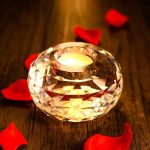 Élégant bougeoir en cristal ambré, idéal pour la décoration intérieure