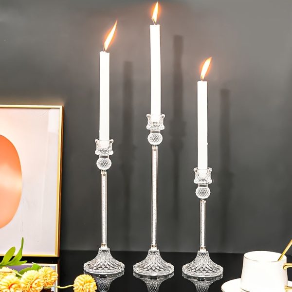 Bougeoir Cristal Ancien, set de 3 pièces élégantes