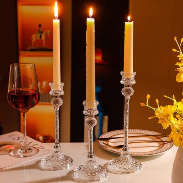 Set de bougeoirs en cristal, style ancien et raffiné