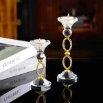 Bougeoir cristal avec anneau doré élégant