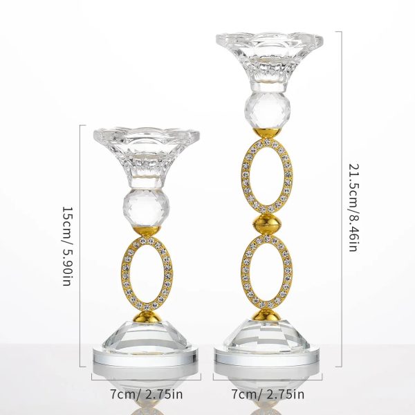 Élégant bougeoir en cristal avec anneau orné