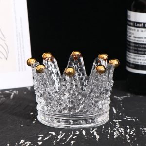 Bougeoir Cristal Couronne élégant pour décoration intérieure