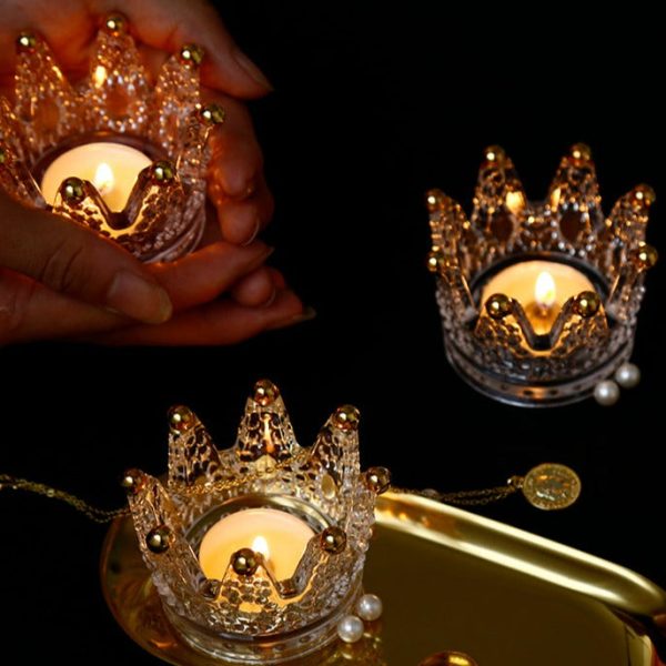 Décoration bougeoir en cristal, modèle Couronne unique