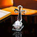 Élégant bougeoir croix chrétienne en cristal