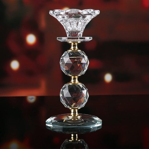 Bougeoir cristal en forme de fleur élégant et raffiné