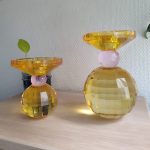 Bougeoir en cristal jaune lumineux pour ambiance chaleureuse