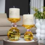 Accessoire décoratif : bougeoir en cristal jaune