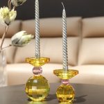 Bougeoir cristal design jaune, touche d'éclat pour votre table