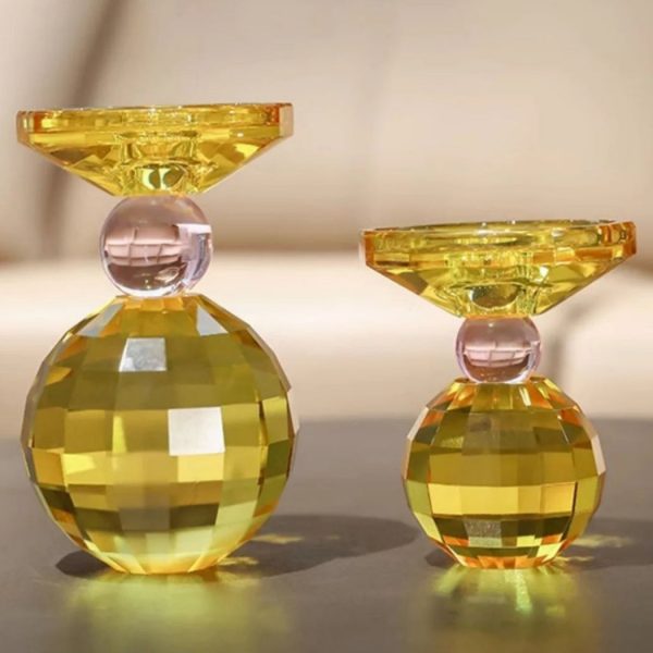 Bougeoir lumineux en cristal jaune, pour une atmosphère accueillante