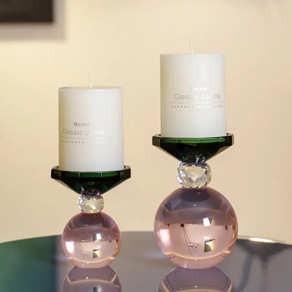 Élégant bougeoir en cristal jaune, parfait pour événements