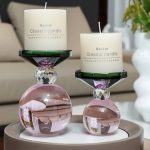 Bougeoir en cristal de couleur jaune, décoration raffinée