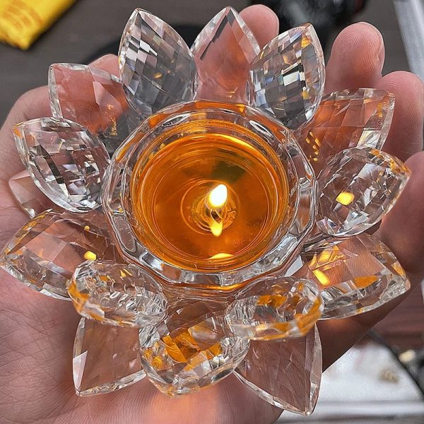 Cristal clair - Bougeoir Lotus, style chic et moderne