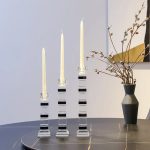 Bougeoir cristal noir élégant pour décoration intérieure