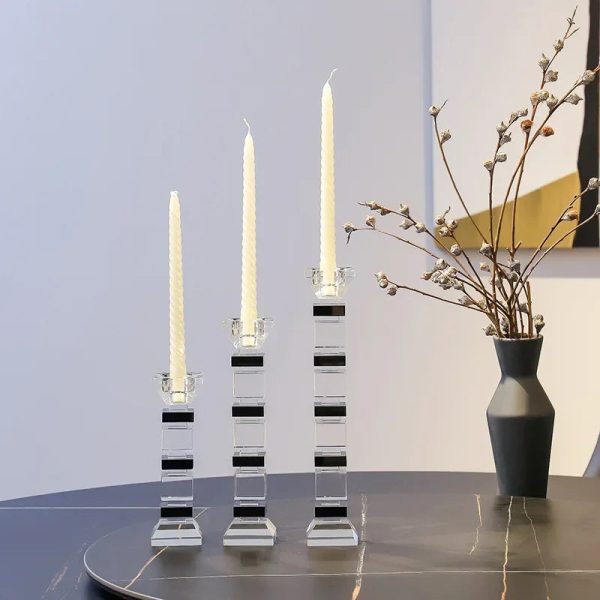 Bougeoir cristal noir élégant pour décoration intérieure