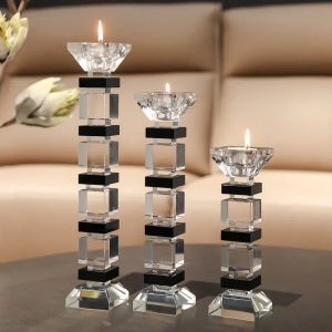 Bougeoir en cristal noir, accessoire chic pour table