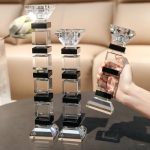 Élégant bougeoir cristal noir, parfait pour soirées